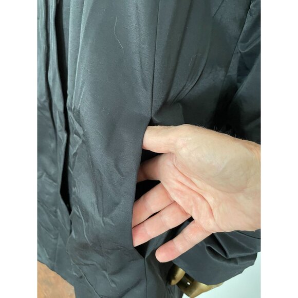 Eileen Fisher Black Weather-Resistant Coat Collar Button zip Closure Micro Liner - Picture 8 of 15